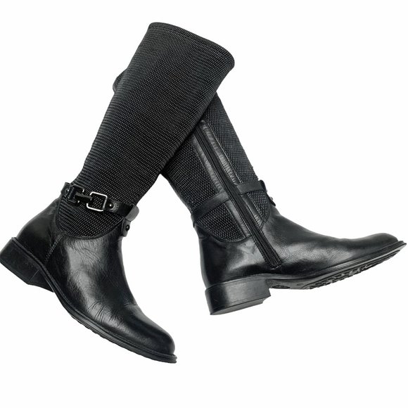 AQUATALIA by Marvin K Undy Black Woven Elastane & Leather Riding Boot - Picture 13 of 13
